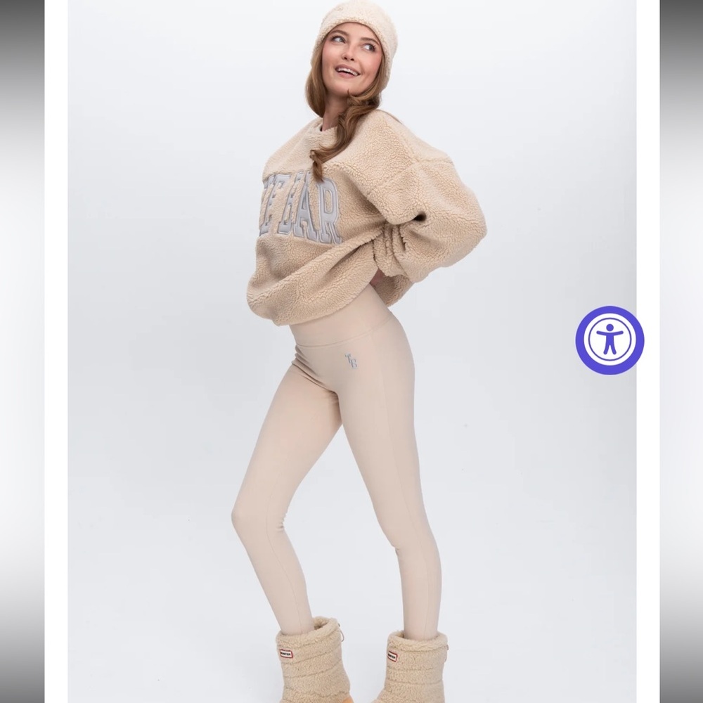 The Bar Teddy Nude Varsity Leggings Size Small
